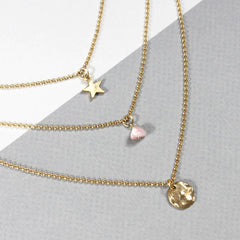24ct Gold plated Birthstone Layered Charm Necklace