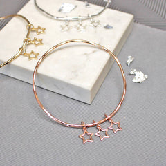 Delicate Star Bangle, Rose Gold