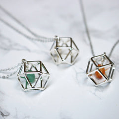 Close up of Geometric Birthstone Necklace