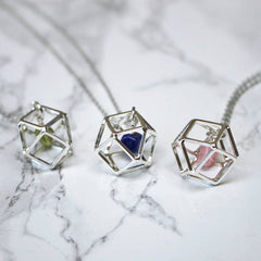 Close up of Geometric Birthstone Necklace