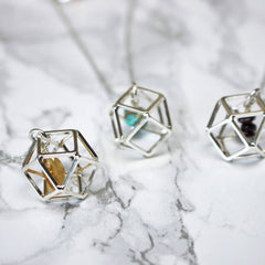 Close up of Geometric Birthstone Necklace