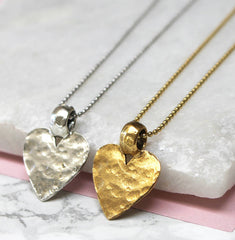 Hammered Gold And Silver Heart Pendant