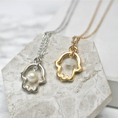 Hamsa June Birthstone Charm Necklace