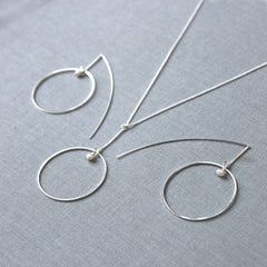 Sterling silver plated Hoop Earrings And Necklace Set