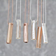 Hidden Heart Bar Necklace silver and rose gold