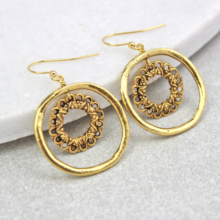 Vintage Hoop Circle Earrings