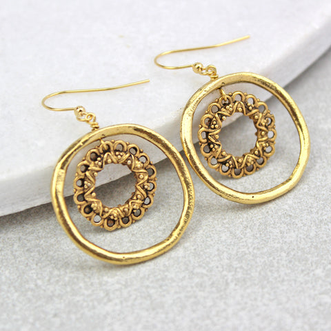 Our drop down vintage hoop earrings are elegant and feminine with eye-ca...