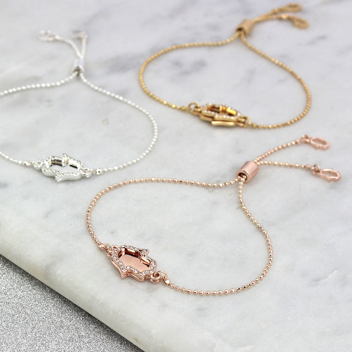 Double Sparkling Hamsa Personalised Bracelet