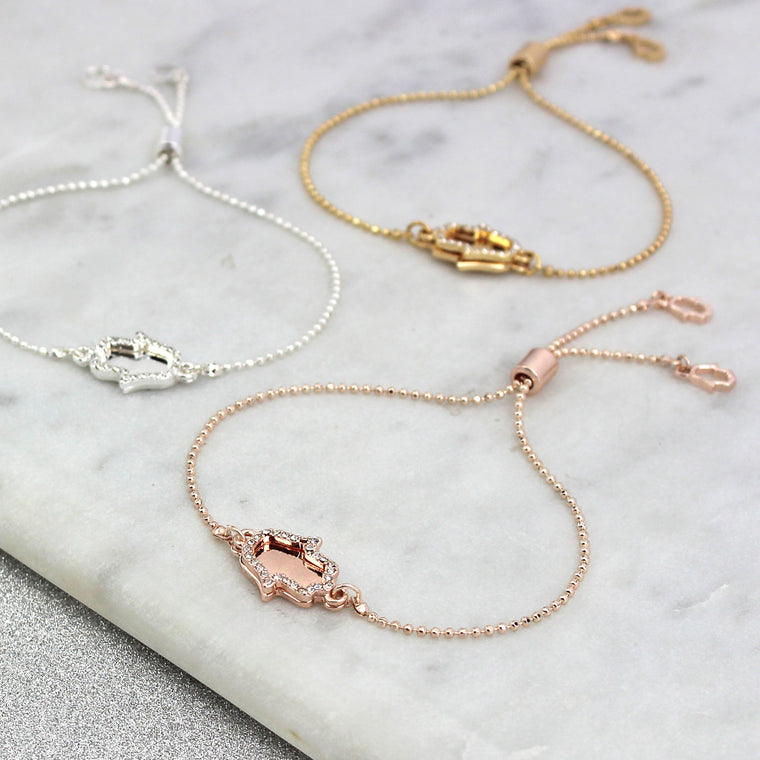 Double Sparkling Hamsa Personalised Bracelet