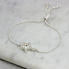 silver double star diamante bracelet