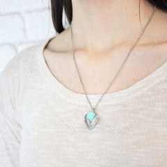 Silver Vintage Heart Locket Pendant Necklace