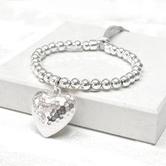 Large Hammered Heart Friendship Bracelet
