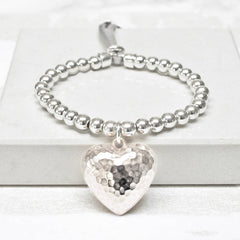Large Hammered Heart Friendship Bracelet