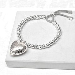 Large Hammered Heart Friendship Bracelet