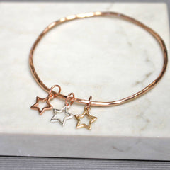 Mixed Metal Star Bangle, Rose Gold