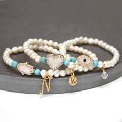 Pearl And Diamante Charm Bracelet