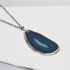 Blue Personalised Agate Statement Pendant