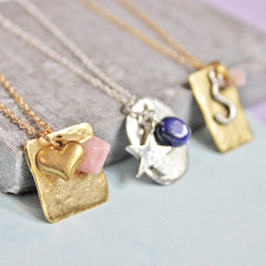 Lapis birthstone necklace Pink Opal birthstone necklace September and October birthstone birthday gift