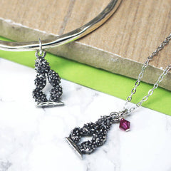 Sterling silver plated Personalised Cactus Charm Necklace And Bangle