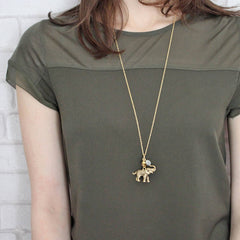 Personalised Elephant Birthstone Necklace 24ct gold