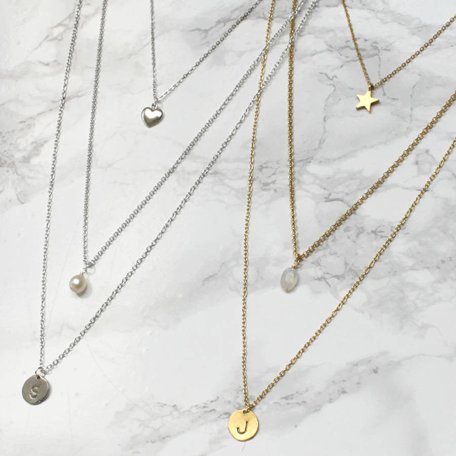 Close up of Personalised June Birthstone Layered Necklace