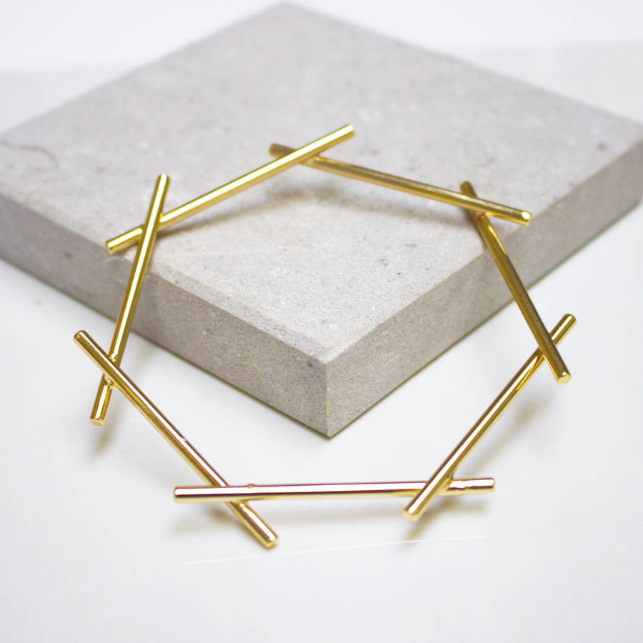 24ct gold plated Personalised Polygon Bangle