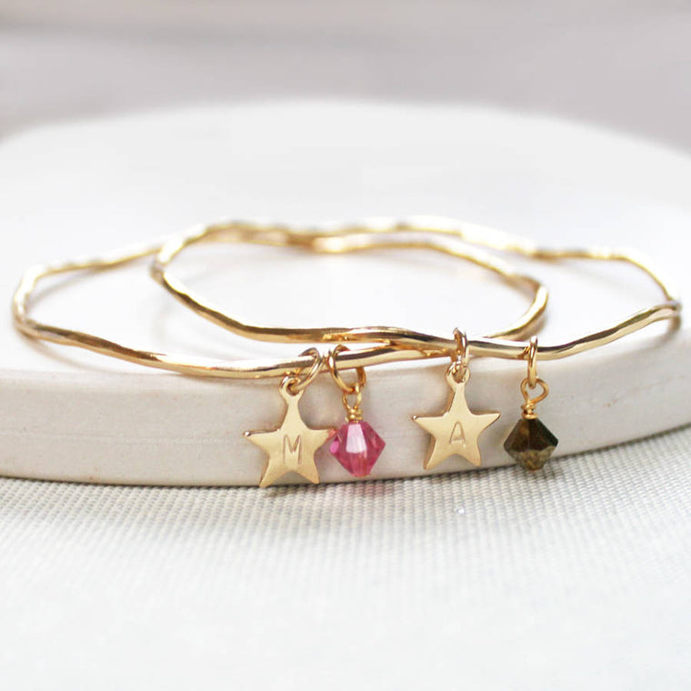 Personalised Star And Swarovski Crystal Bangle