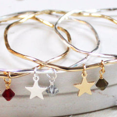 Personalised Star And Swarovski Crystal Bangle