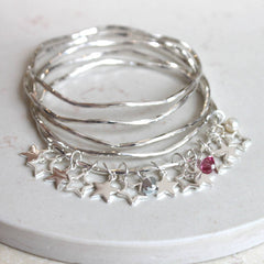 Sterling silver plated Personalised Star Bangles With Swarovski Crystals
