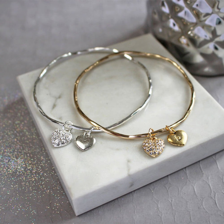 Diamante Personalised Heart Bangle