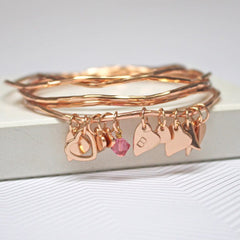 Beautiful personalised birthday gift rose gold bangle set
