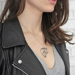 Sterling silver plated Skull Heart Necklace