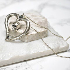Sterling silver plated Skull Heart Necklace