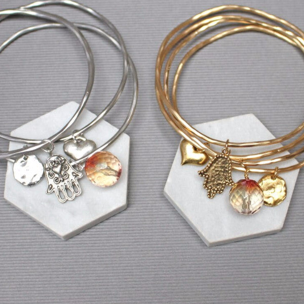 Personalised Lucky Hamsa Stacking Bangles