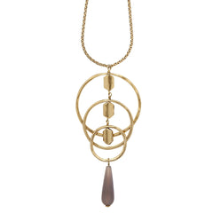 Close up of Triple Hoop Necklace, gold