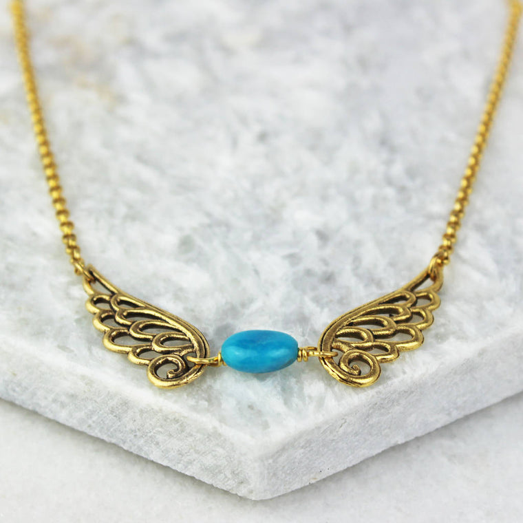 Angel Wing Birthstone Necklace