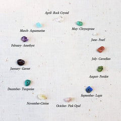 Jamie London semi-precious birthstone chart