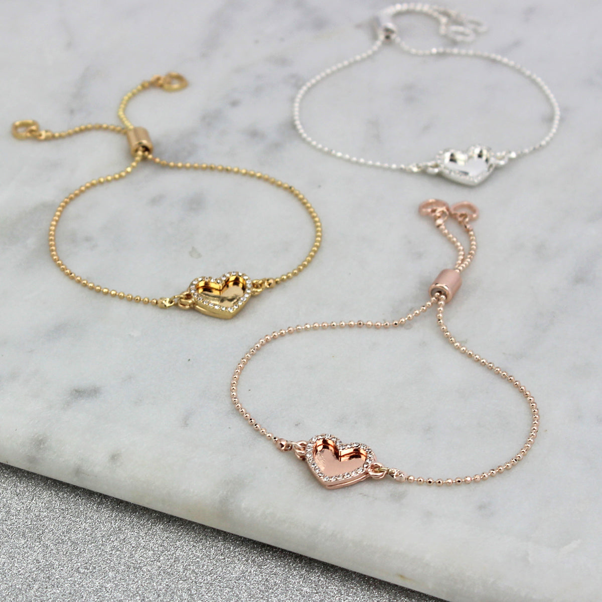 Double Sparkling Heart Personalised Bracelet