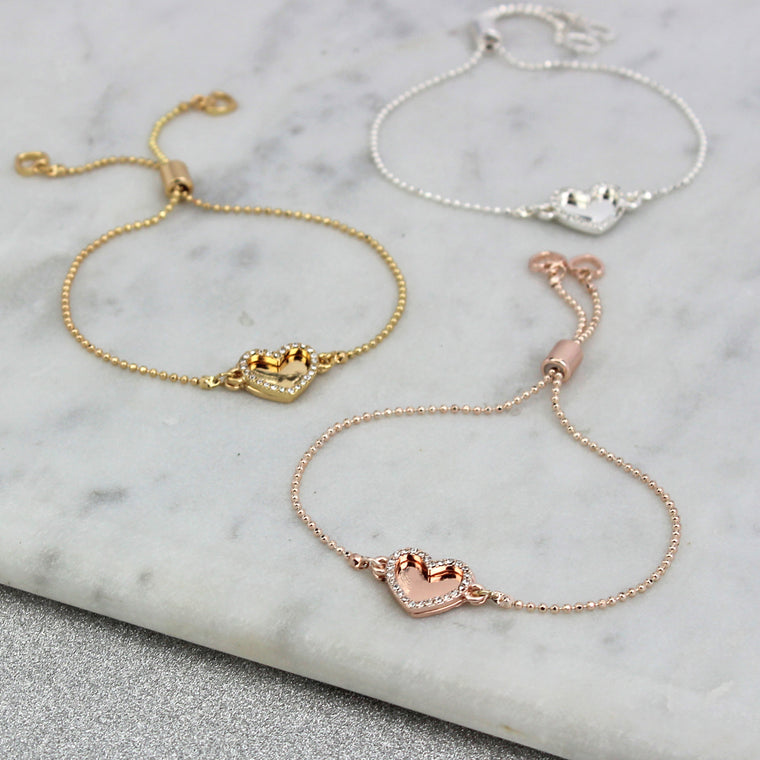 Double Sparkling Heart Personalised Bracelet