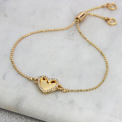 Double Sparkling Heart Personalised Bracelet