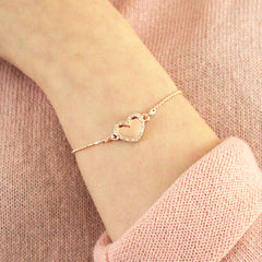 Double Sparkling Heart Personalised Bracelet