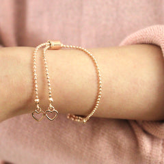 Double Sparkling Heart Personalised Bracelet