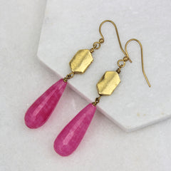 pink stone drops with gold