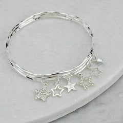 Personalised Diamante Star Charm Bangles