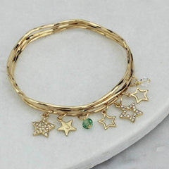 Personalised Diamante Star Charm Bangles