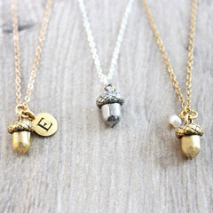 Personalised Silver and Gold Acorn Necklace