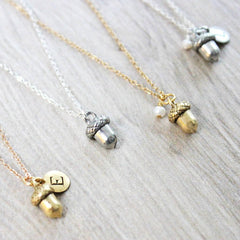 Personalised Silver or Gold Acorn Necklace