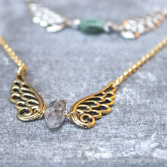 Angel Wing Birthstone Gold Necklace