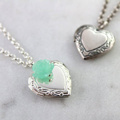 Silver and antique silver vintage heart locket necklaces