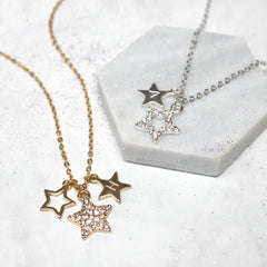 Close up of Personalised Diamante Star Necklace 